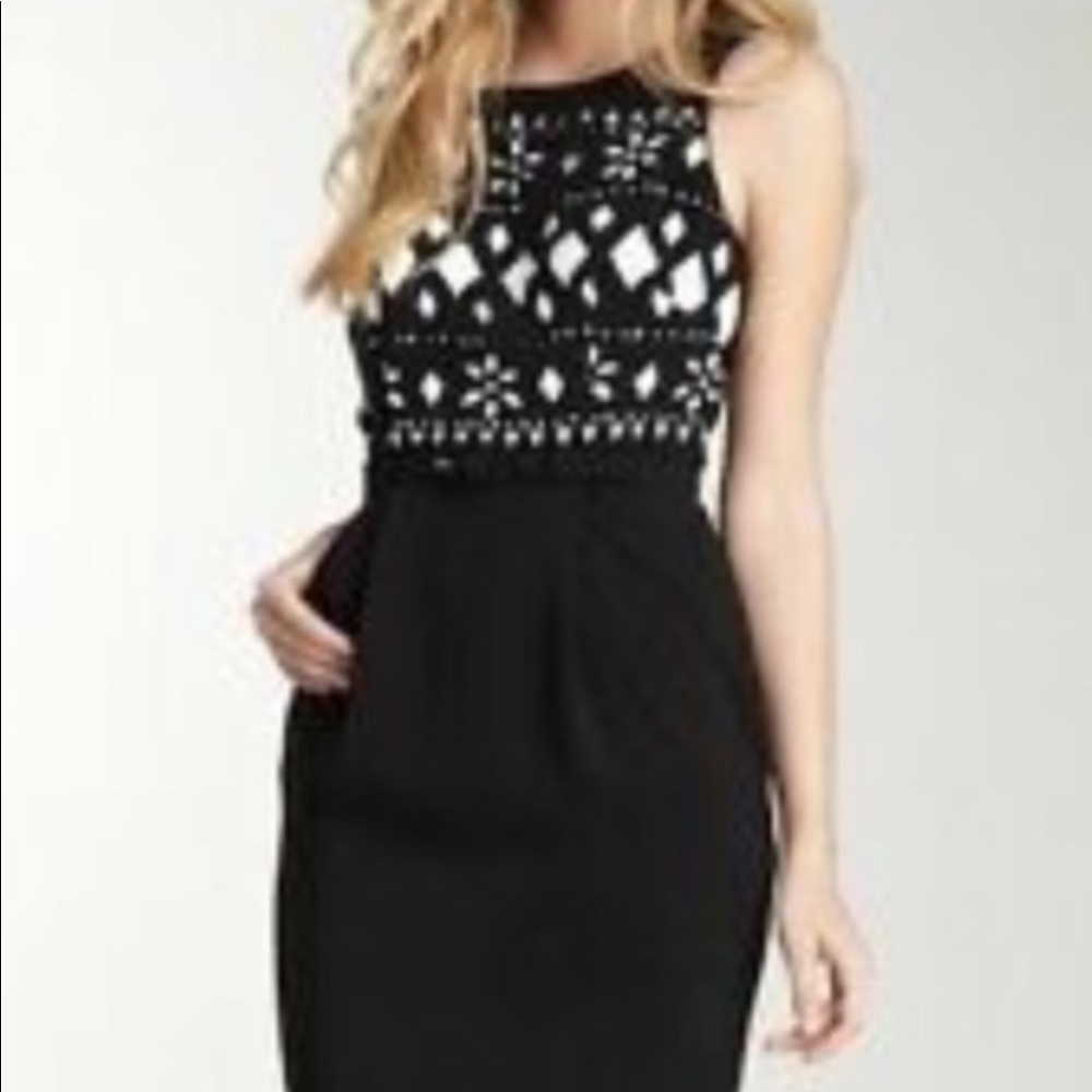 Eva franco black laser cut  pencil dress size 6